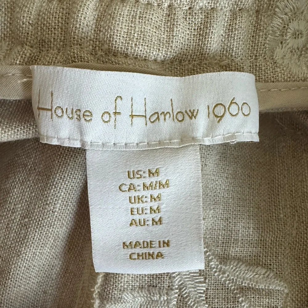 NWT House of Harlow 1960 - Tan Floral Wide Leg Pants - Picture 5 of 10